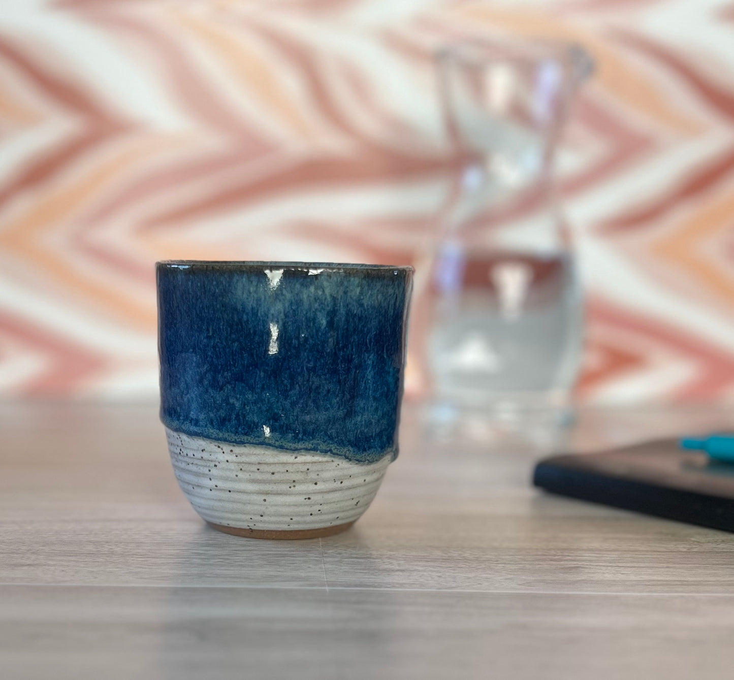Blue & White Drip Cup