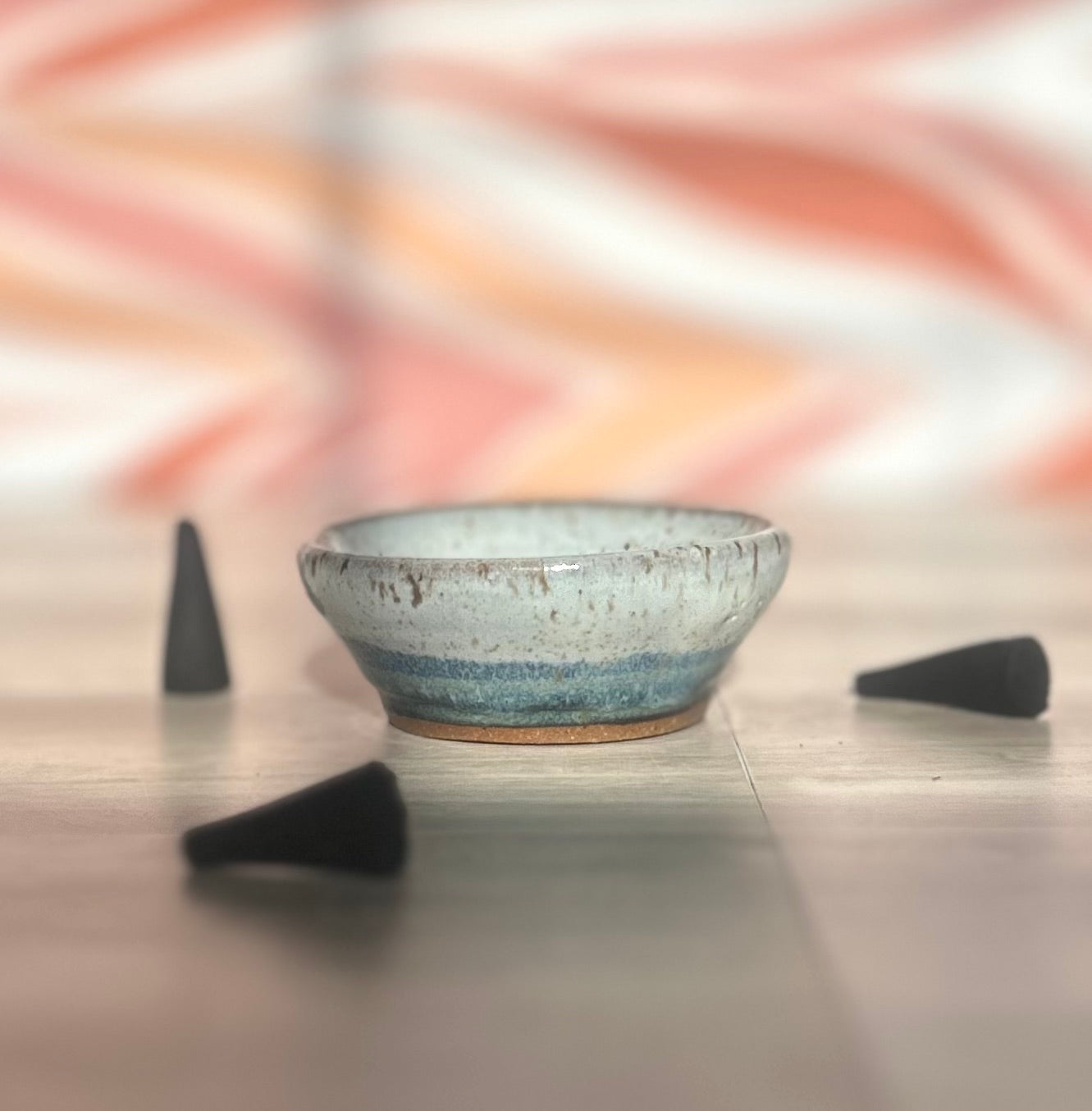 White and Blue Cone Incense Holder