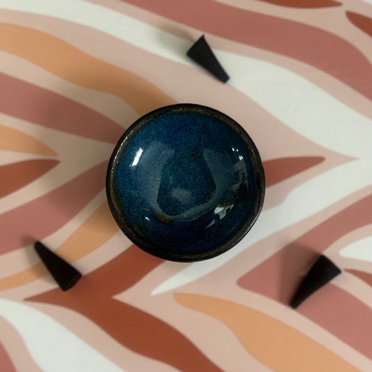 Blue and Matte Black Incense Cone Holder